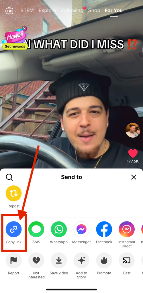 copy tiktok url post