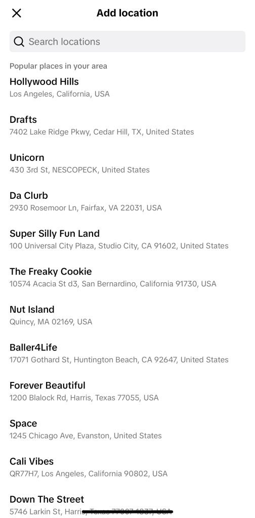 tiktok location not working feature