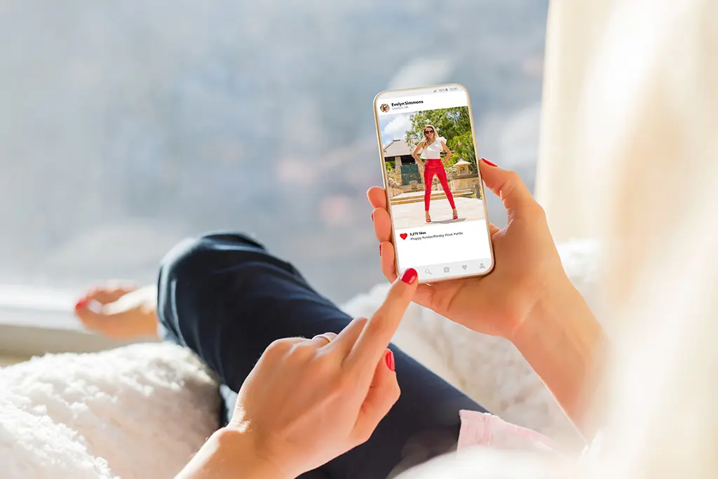 Person scrolling Instagram