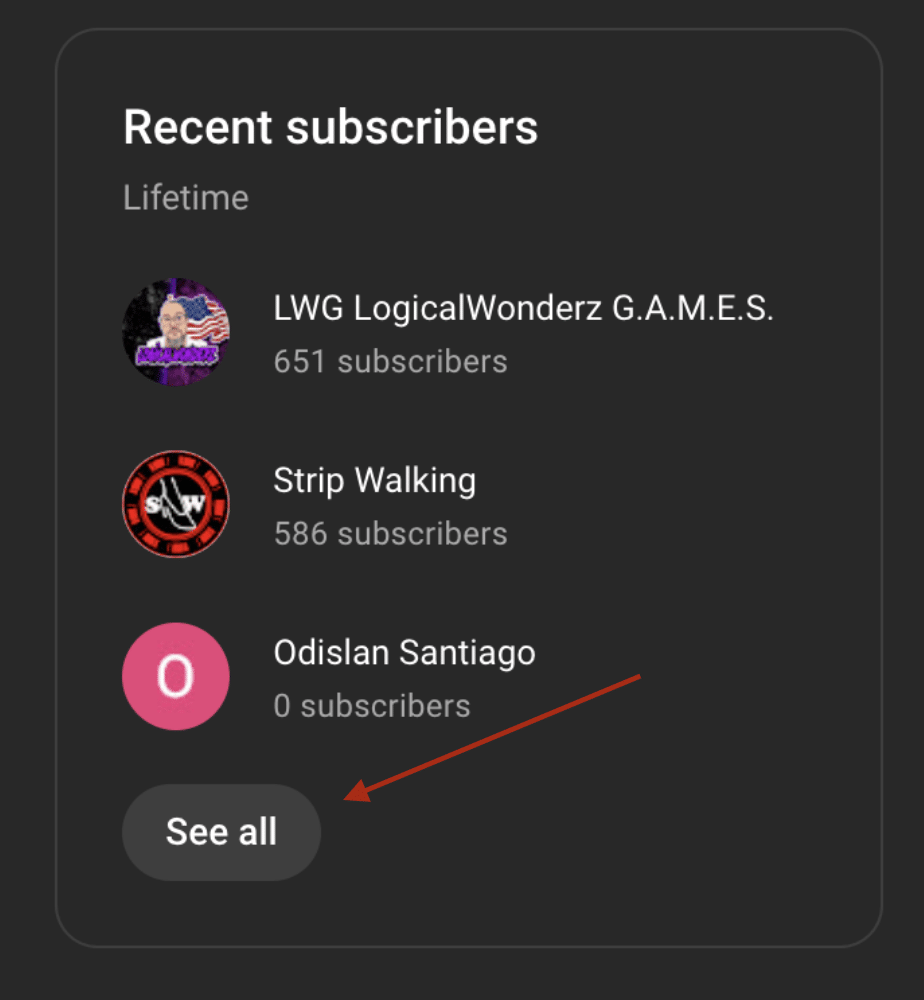 recent youtube subscribers