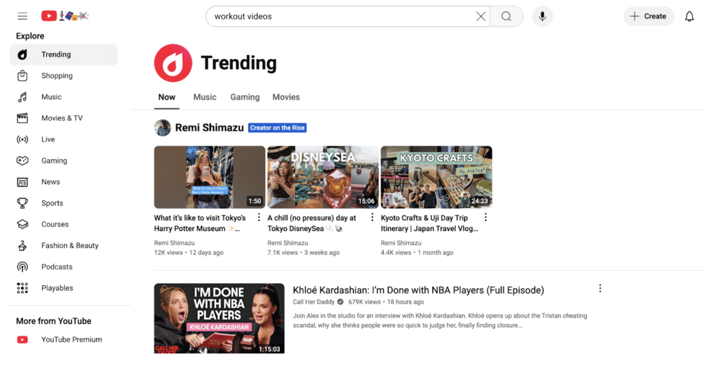 trending youtube content