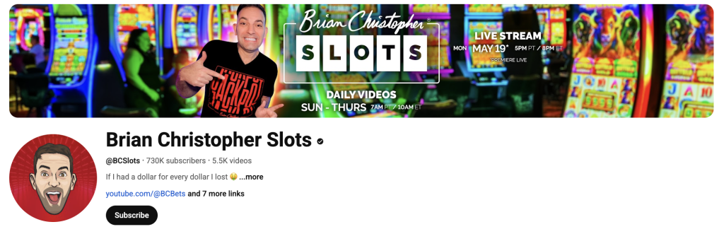 brian christopher slots youtube branding 