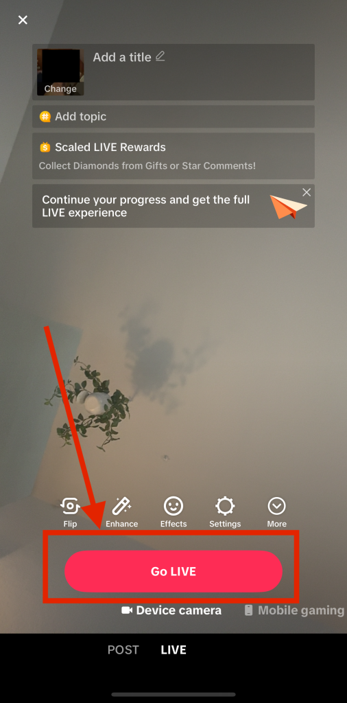how to go live on tiktok button
