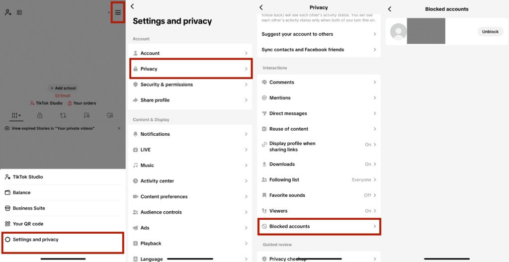 see blocked users on TikTok