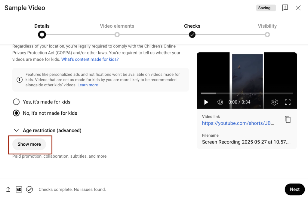 how to use keywords in youtube show more menu