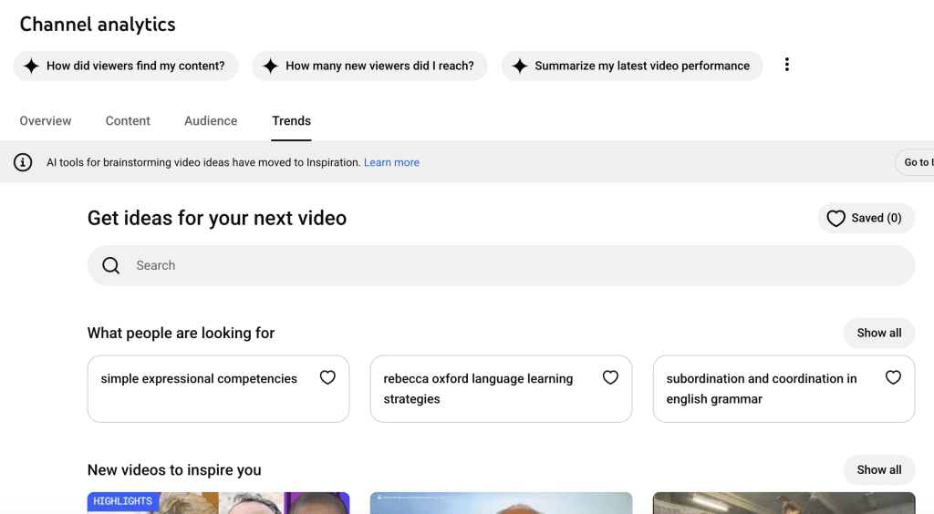 youtube studio analytics trends
